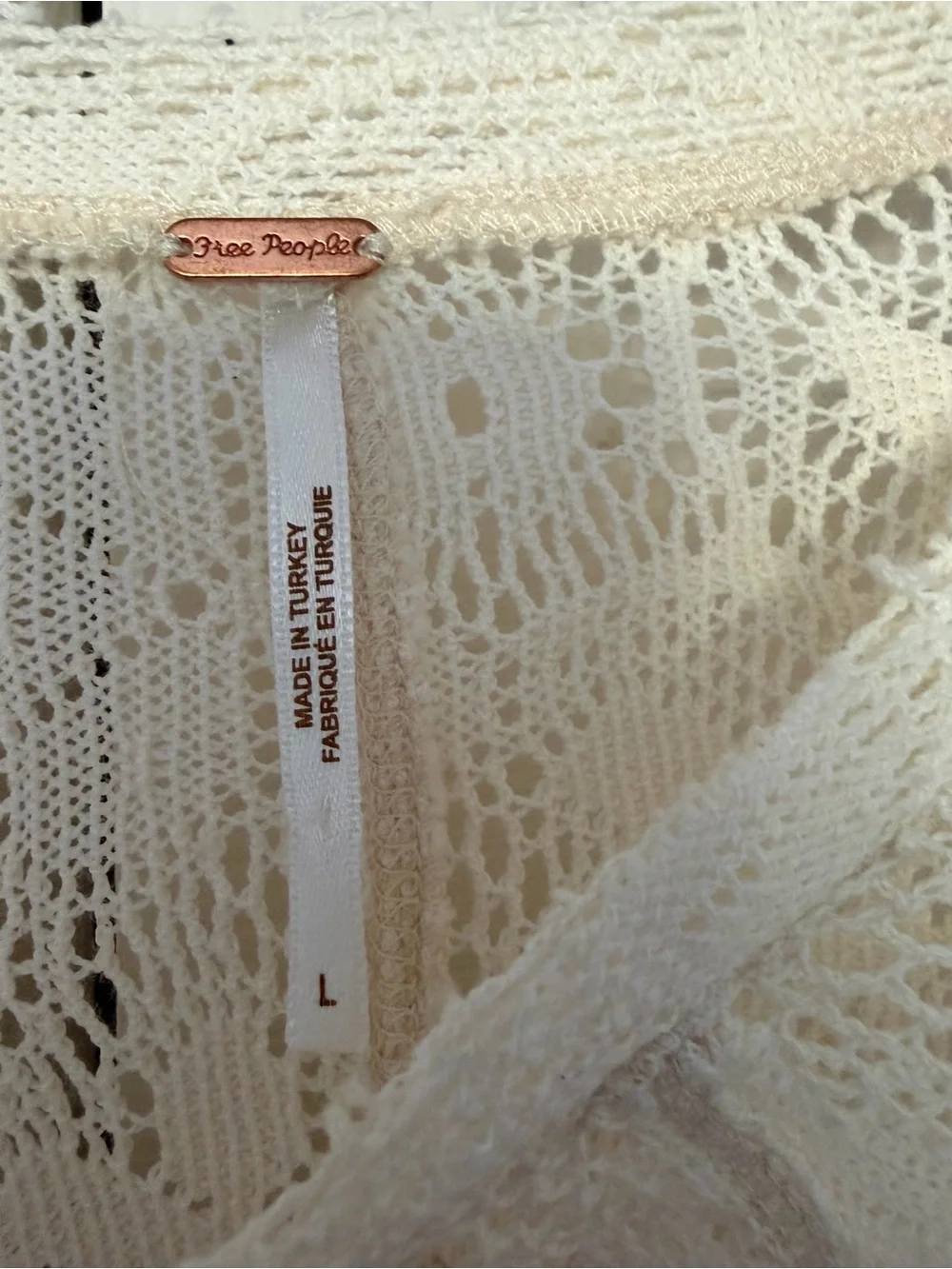 Free People Cream Crochet Long Sleeve Top - In The Meadow Ter